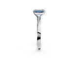 Silver Fancy Blue Emerald Cut Diamond Engagement Ring with Side Stone Accents and Four-Prong Setting_14