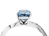 Silver Fancy Blue Emerald Cut Diamond Engagement Ring with Side Stone Accents and Four-Prong Setting_16