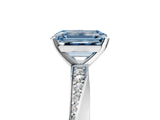 Silver Fancy Blue Emerald Cut Diamond Engagement Ring with Side Stone Accents and Four-Prong Setting_17