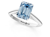 Silver Fancy Blue Emerald Cut Diamond Solitaire Engagement Ring with Cathedral Setting and Four-Prong Mount_1