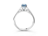 Silver Fancy Blue Emerald Cut Diamond Solitaire Engagement Ring with Cathedral Setting and Four-Prong Mount_3