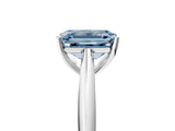 Silver Fancy Blue Emerald Cut Diamond Solitaire Engagement Ring with Cathedral Setting and Four-Prong Mount_5