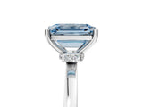 Silver Fancy Blue Emerald Cut Diamond Solitaire Ring with Classic Band and Four-Prong Setting_17