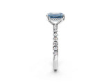 Silver Fancy Blue Emerald Cut Diamond Solitaire Ring with Round  Pavé Band and Four-Prong Setting_38