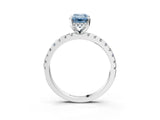 Silver Fancy Blue Emerald Cut Diamond Solitaire Ring with Round  Pavé Band and Four-Prong Setting_39