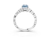 Silver Fancy Blue Emerald Cut Solitaire Diamond Ring with Infinity Twist Band and Four-Prong Setting_9