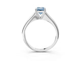 Silver Fancy Blue Emerald Cut Solitaire Diamond Ring with Six-Prong Setting and Classic Band_57
