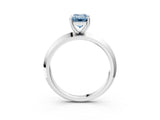 Silver Fancy Blue Emerald  Cut Solitaire Engagement Ring with Flat Band and Four-Prong Setting 4