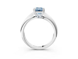 Silver Fancy Blue Emerald  Cut Solitaire Engagement Ring with Tapered Band and Four-Prong Setting 4