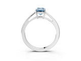 Silver Fancy Blue Emerald  Solitaire Diamond Ring with Split Shank and Four-Prong Setting_15