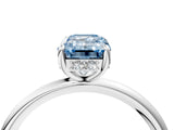 Silver Fancy Blue Emerald  Solitaire Diamond Ring with a Classic Band and Four-Prong Setting 4