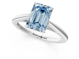 Silver Fancy Blue Emerald  Solitaire Engagement Ring with Four-Prong Setting and Classic Band 2