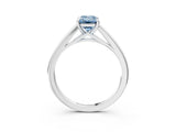 Silver Fancy Blue Emerald  Solitaire Engagement Ring with Four-Prong Setting and Classic Band 4
