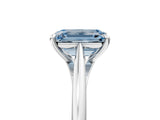 Silver Fancy Blue Emerald  Solitaire Engagement Ring with Four-Prong Setting and Classic Band