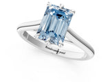 Silver Fancy Blue Emerald  Solitaire Engagement Ring with Six-Prong Setting and Classic Band 2