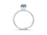 Silver Fancy Blue Emerald  Solitaire Twist Band Ring with Four-Prong Setting_3