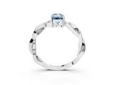 Silver Fancy Blue Emerald  Solitaire Twisted Pave Diamond Ring with Four-Prong Setting_21