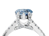 Silver Fancy Blue Heart  Brilliant Diamond Solitaire with Pavé Band and Four-Prong Setting 4
