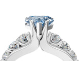 Silver Fancy Blue Heart  Brilliant Solitaire with Side Stones on a Pave Band and Four-Prong Setting_16