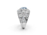 Silver Fancy Blue Heart Cut Brilliant Halo Pave Diamond Milgrain Ring_8