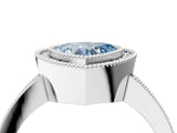 Silver Fancy Blue Heart Cut-Cut Diamond Halo Engagement Ring with Pave Band and Prong Setting_10