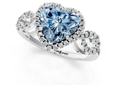 Silver Fancy Blue Heart Cut Cut Halo Diamond Infinity Band with Four-Prong Setting_7