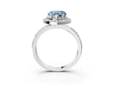 Silver Fancy Blue Heart Cut Diamond Double Halo Ring with Split Shank and Four-Prong Setting_9