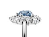 Silver Fancy Blue Heart Cut Diamond Floral Double Halo Engagement Ring with Prong Setting_36
