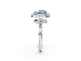 Silver Fancy Blue Heart Cut Diamond Floral Halo Split Shank Prong Setting Ring_32