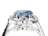 Silver Fancy Blue Heart Cut Diamond Floral Halo Split Shank Prong Setting Ring_34