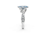 Silver Fancy Blue Heart Cut Diamond  Halo Twist Band Solitaire Prong Setting Ring_14