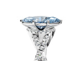 Silver Fancy Blue Heart Cut Diamond  Halo Twist Band Solitaire Prong Setting Ring_17