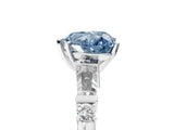 Silver Fancy Blue Heart  Cut Diamond Ring with Baguette Side Stones, Channel Set Band, and Four-Prong Setting_29