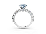 Silver Fancy Blue Heart Cut Diamond Side Stone Engagement Ring with Four-Prong Setting_3