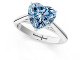 Silver Fancy Blue Heart Cut Diamond Solitaire Engagement Ring with Cathedral Setting and Four-Prong Mount_19