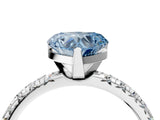 Silver Fancy Blue Heart Cut Diamond Solitaire Pavé Engagement Ring with Round Band and Prong Setting_6