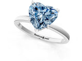 Silver Fancy Blue Heart Cut Diamond Solitaire Ring with Classic Band and Four-Prong Setting_7