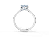 Silver Fancy Blue Heart Cut Diamond Solitaire Ring with Flower Prong Setting and Classic Band_15
