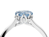Silver Fancy Blue Heart Cut Diamond Solitaire Ring with Flower Prong Setting and Classic Band_16