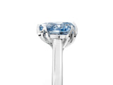 Silver Fancy Blue Heart Cut Diamond Solitaire Ring with Flower Prong Setting and Classic Band_17