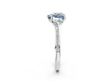 Silver Fancy Blue Heart Cut Diamond Solitaire Ring with Pavé Band and Prong Setting_14
