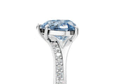 Silver Fancy Blue Heart Cut Diamond Solitaire Ring with Pavé Band and Prong Setting_17