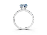 Silver Fancy Blue Heart Cut Diamond Solitaire Ring with Round  Pavé Band and Four-Prong Setting_39