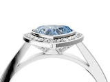 Silver Fancy Blue Heart Cut Halo Bezel Diamond Pave Band Ring_10