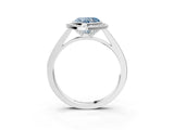Silver Fancy Blue Heart Cut Halo Bezel Diamond Pave Band Ring_9