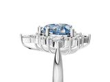 Silver Fancy Blue Heart Cut Halo Diamond Cluster Ring with Marquise and Round Stones on a White Gold Band with Prong Setting_5