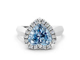 Silver Fancy Blue Heart  Cut Halo Solitaire Engagement Ring with Square Band and Four-Prong Setting_24