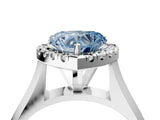 Silver Fancy Blue Heart  Cut Halo Solitaire Engagement Ring with Square Band and Four-Prong Setting_28