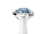 Silver Fancy Blue Heart  Cut Halo Solitaire Engagement Ring with Square Band and Four-Prong Setting_29