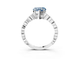 Silver Fancy Blue Heart Cut Solitaire Diamond Ring with Infinity Twist Band and Four-Prong Setting_9